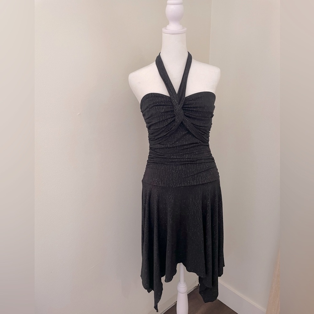 VTG Y2K Speechless Black asymmetrical halter Dress Size M Goth Fairy Whimsygoth